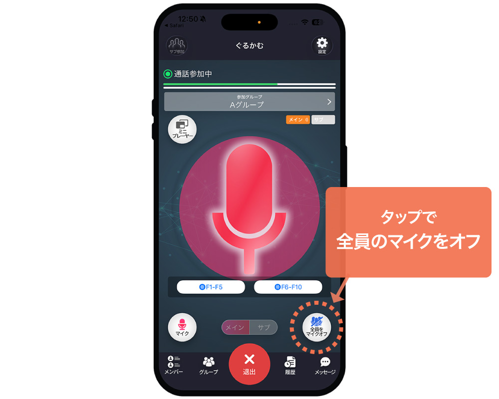 全員のマイクをオフにする